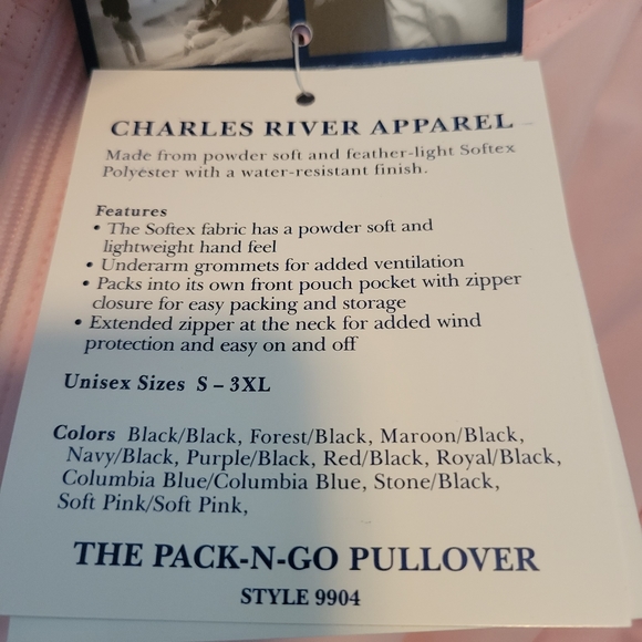 Lightweight Packable Light Pink Water Resistant Pullover Jacket- Charles River - Picture 4 of 4